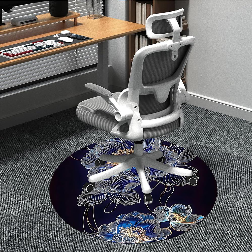 1pc Floral Design Office Round Area Rug, Indoor Mat Suitable For Office, Under Office Chairs Bedroom Living Room Home Decor, Room Deco