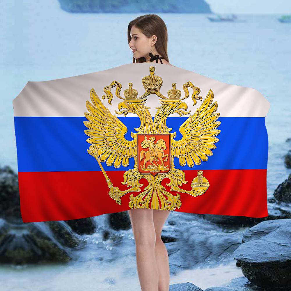 R-Russia Flag Microfiber Blanket Quick Drying Beach Towels Oversized Printing Super Absorbent Pool Towel Blanket
