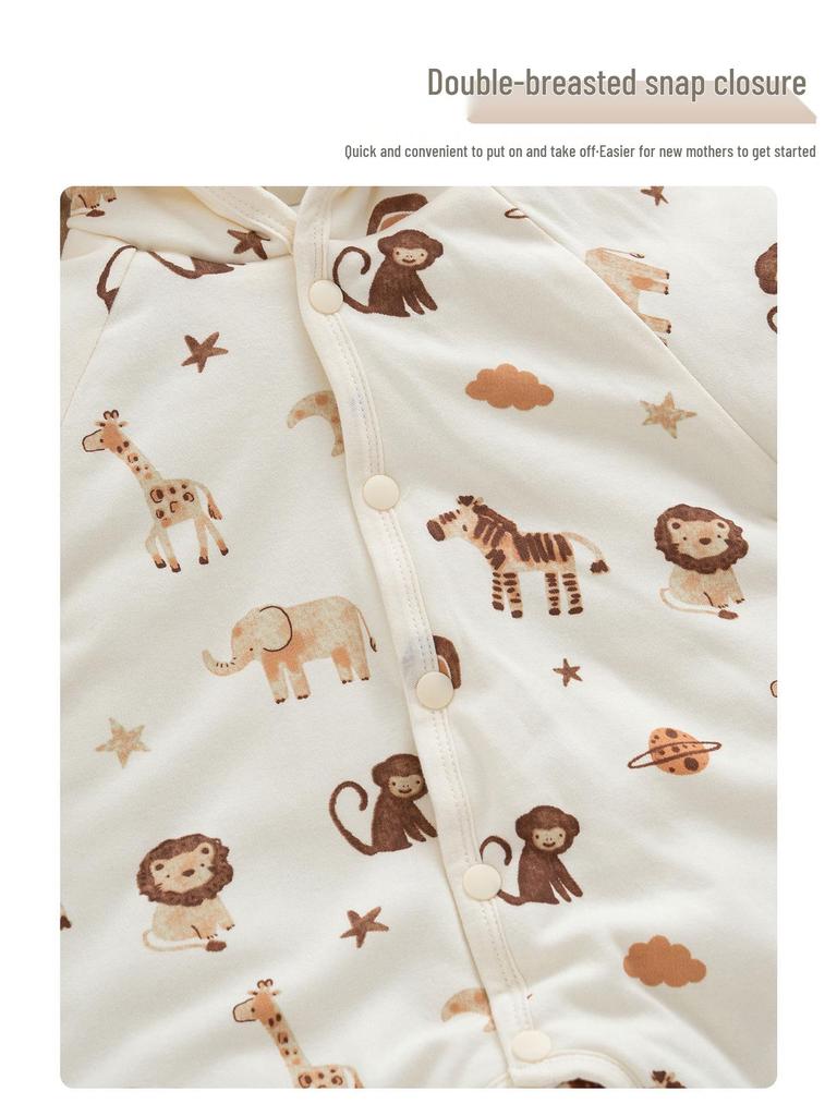 Newborn Winter Jumpsuit with Jacket, Hand & Foot Covers (0-6 Months) - Warm, Thickened Baby Outfit for Outdoor Use