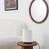 White Table Lamp With A Bouclé Shade, Scandinavian Style