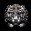 Retro Eye of God Tiger Head Zodiac Ring: Men's Adjustable Open Design