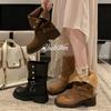 Sheepskin Version~ Stacking Boots New Versatile Thick-soled Heightening Autumn Maillard Short Boots Thick Heel Belt Buckle Martin Boots