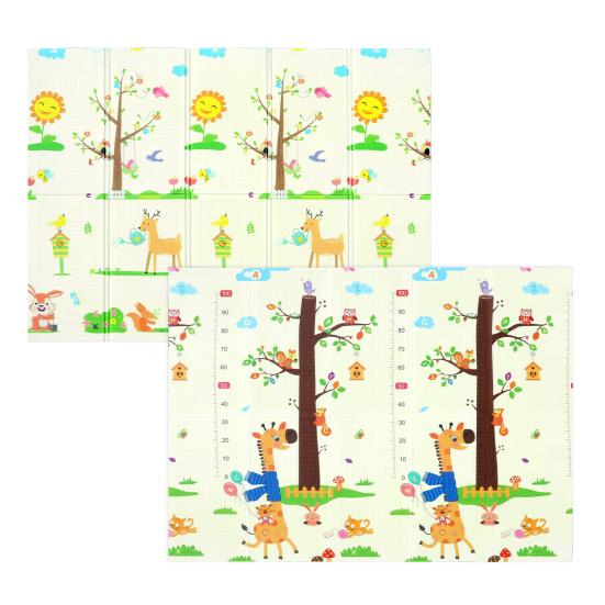 80x72in Baby Play Mat Extra Large Crawling Mat with Cartoon Animal Pattern Thick Foam Play Mat Reversible Portable Baby Floor Mat