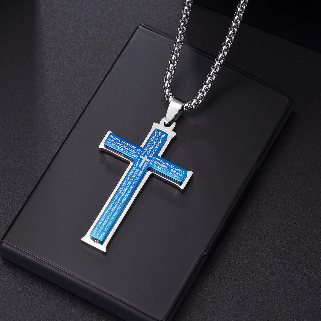 Christian Jesus Cross Necklace for Women Men Stainless Steel Chains Choker Religion Pendants Jewelry Prayer Baptism Gift