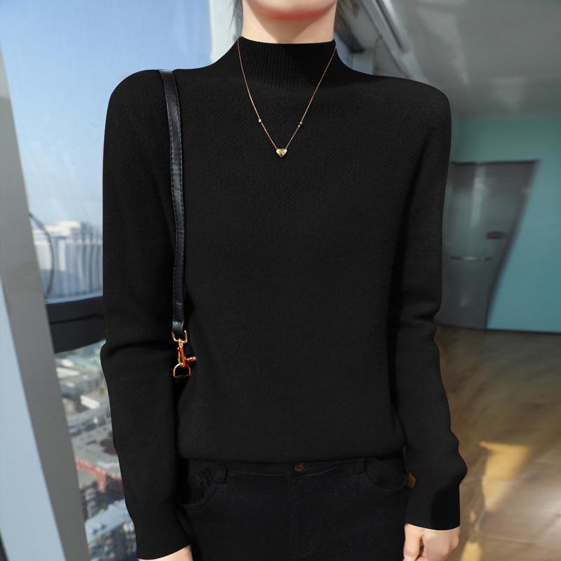 DAFIFY Women's Fashion Casual Fall Winter Solid Color Print Long Sleeve Half Turtleneck Sweaters