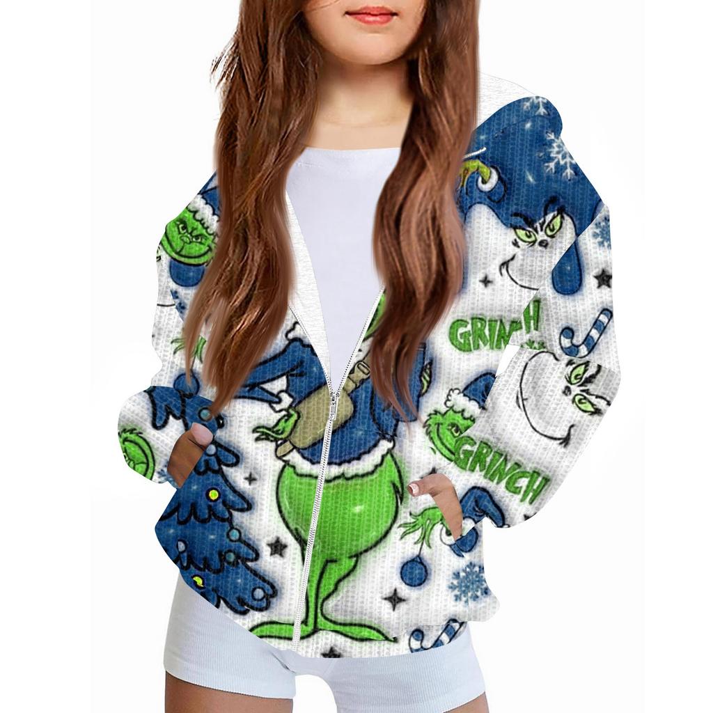Children Girls And Boys Fashion Jacket Casual Printed Long-sleeved Hooded Cardigan Sweatshirts