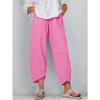 Summer Women Elastic Waist Pants Cotton Loose Casual Trousers