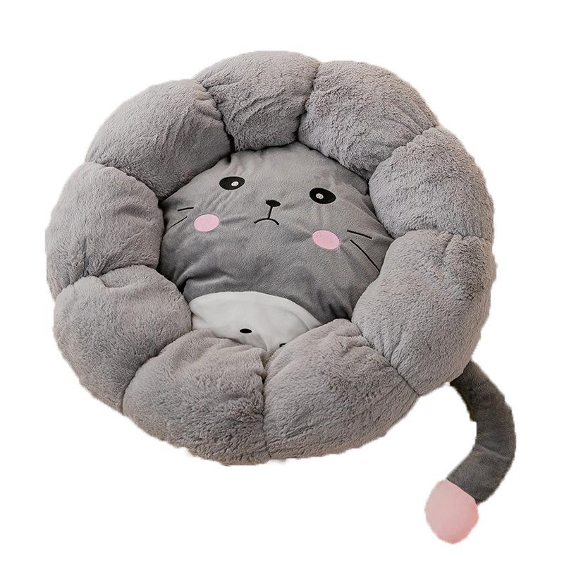 Gray Cute Petal Shape Extended Version of Cat Nest Home Warm Thick and Stain-resistant Nest Bed Pet Cat Nest Mat