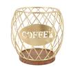 Large Capacity Coffee Pod Holder Wire Wooden Base Coffee Pod Storage Basket Easy Access Stylish Look Desktop Coffee Pod Storage