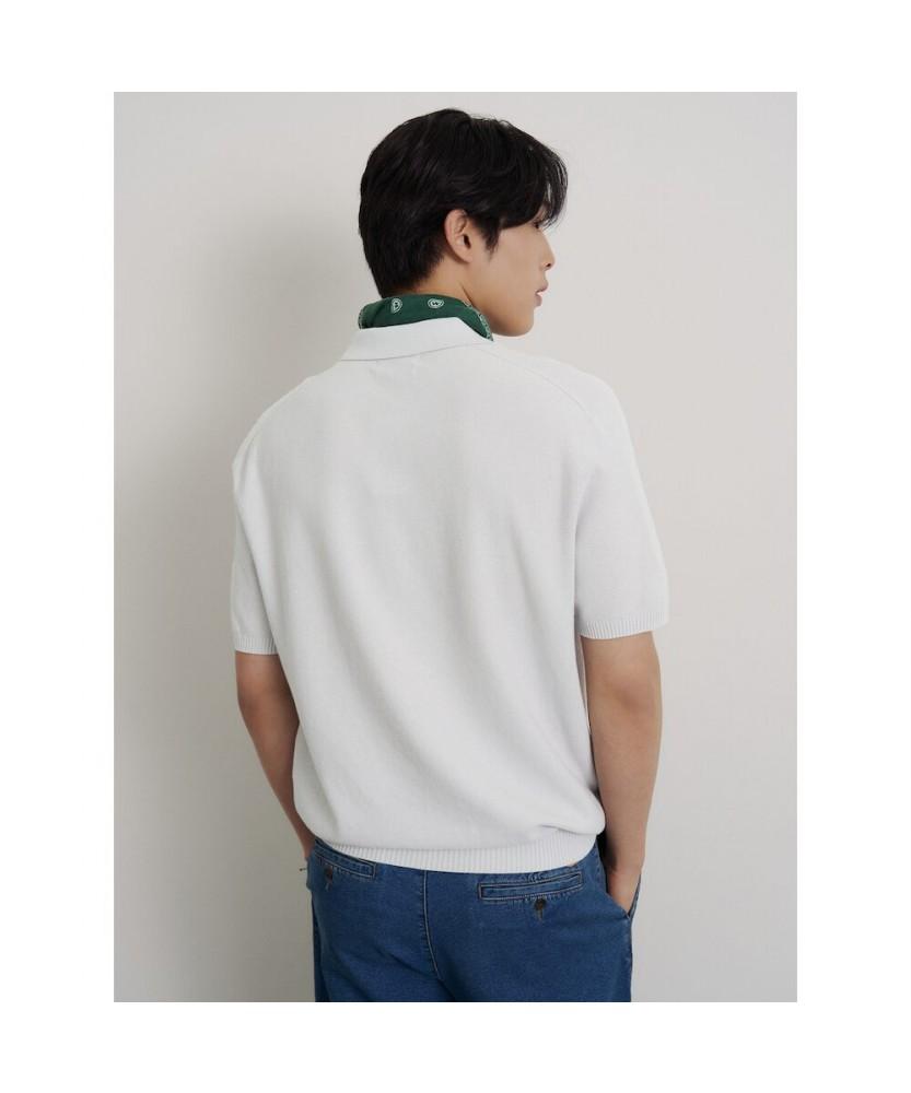 Binpolmen Cotton Silk Collared Neck Knit Light Gray