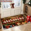 2D Flat Christmas Gnome Welcome Anti-Slip Mat, Plush Polyester Fiber Material, Machine Washable Soft And Non-Deforming, Festive Atmosphere Door Mat, S