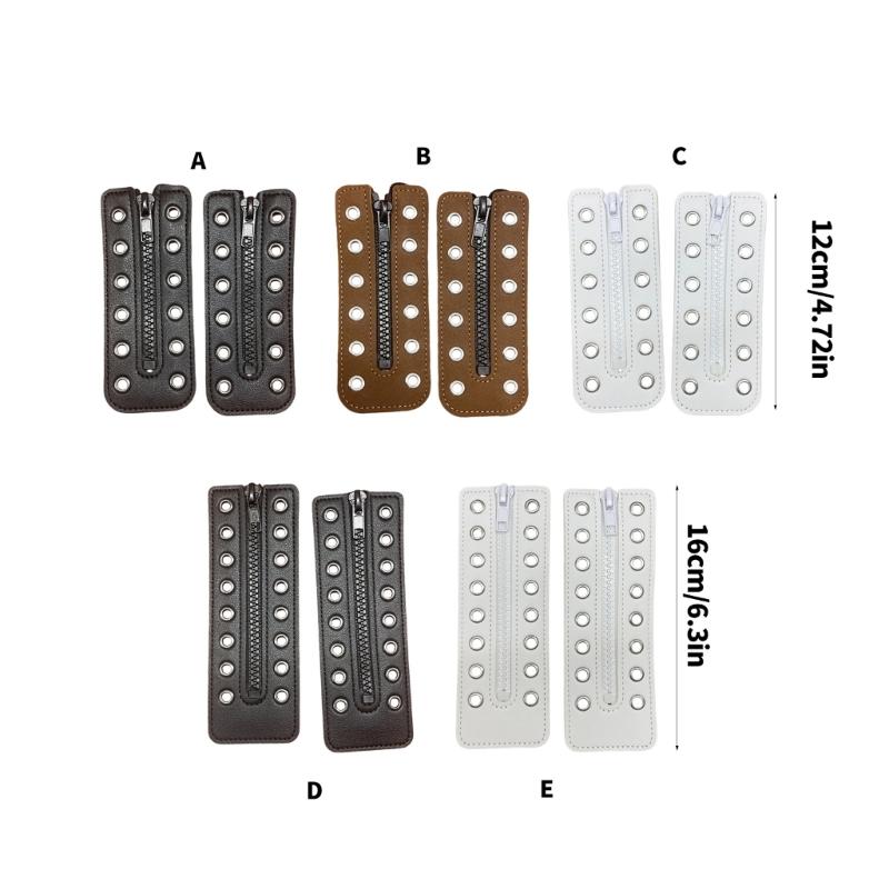 PU Leather Zippered Shoelace Inserts Waterproof Leather Zippered Shoelace Easy Installation for Hiking Boot Enhancement