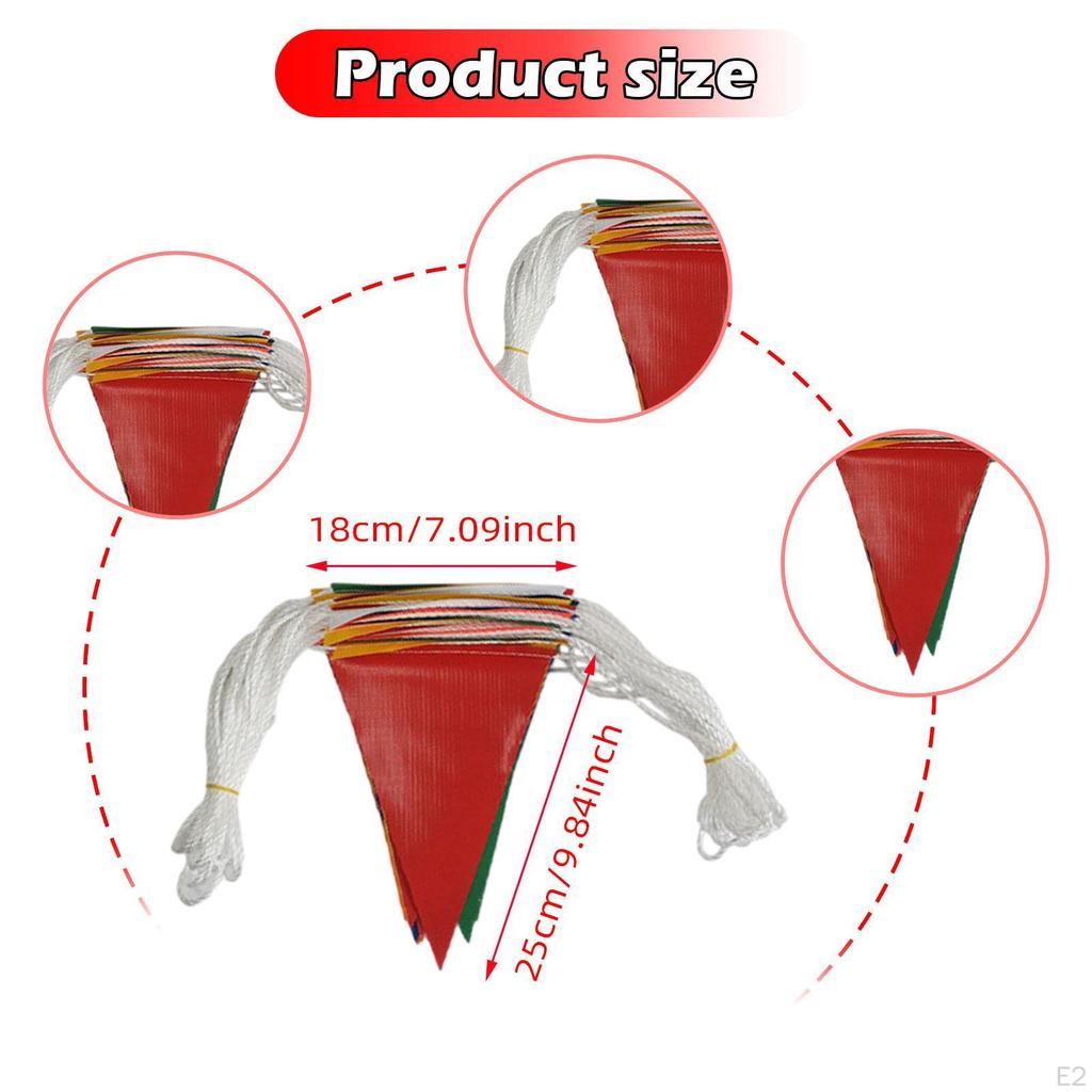 Wimpelkette Girlande 30M Wasserdicht Wiederverwendbar Dreiecksflaggen Mehrfarbig für Festival Klassenzimmer Zuhause