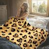 Heart Leopard Print Tan Flannel Blanket Warm Soft Halloween Christmas Decorative Couch Warm Cozy All-Season Gift