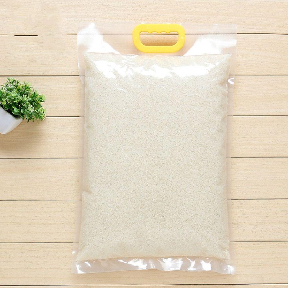 10pcs 5kg/10kg Rice Grain Packaging Bag Transparent Plastic Food Vacuum Bag Insect Proof with Handle Food Storage Sealed Bag