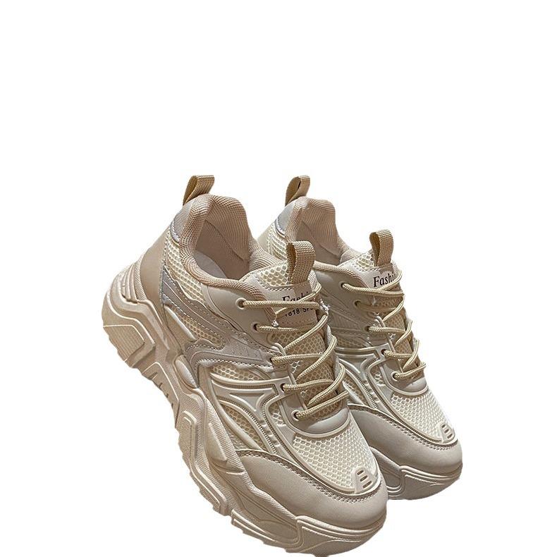 Dad Shoes Women's Spring and Autumn New Student Edition Platform Sneakers Single Shoes Breathable Versatile Height Increasing Casual Sneakers Women