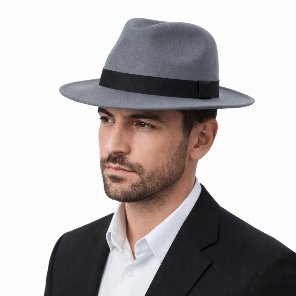 Solid Color Men's Felt Hat British Style Women Jazz Hat Trendy Woolen Flat Top Hat  Winter