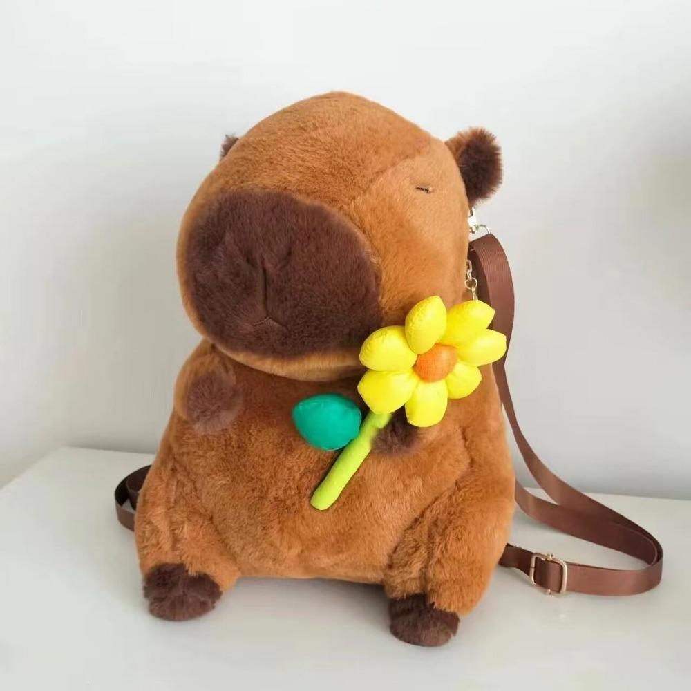 Capybara peluş sırt çantası Kawaii moda peluş bebek kürk çanta çocuk çantası omuzdan askili çanta Mini sırt çantası çanta kız arkadaşı için hediyeler