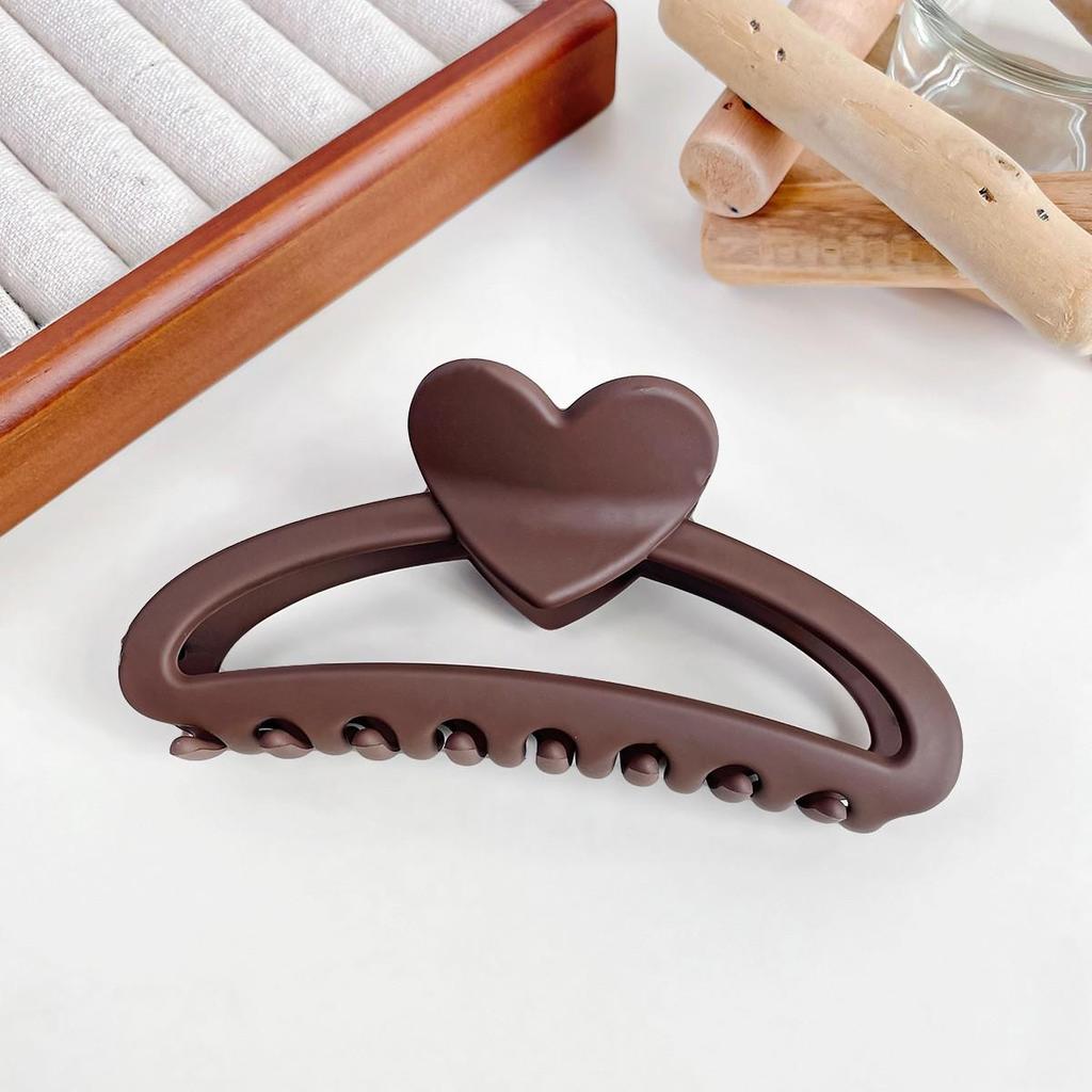 Milk Tea Color Large Hair Claw - Korean Style Fashionable Hollow Out Shark Clip for Women's Updos