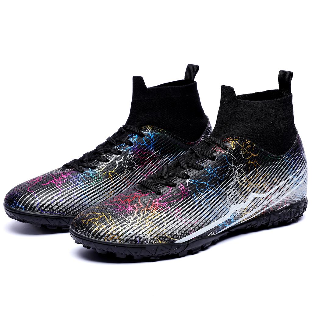 Men/women's High -top Football Shoes High Elastic Socks Port Artificial Lawn Short Nail Young Children Football Training Shoes