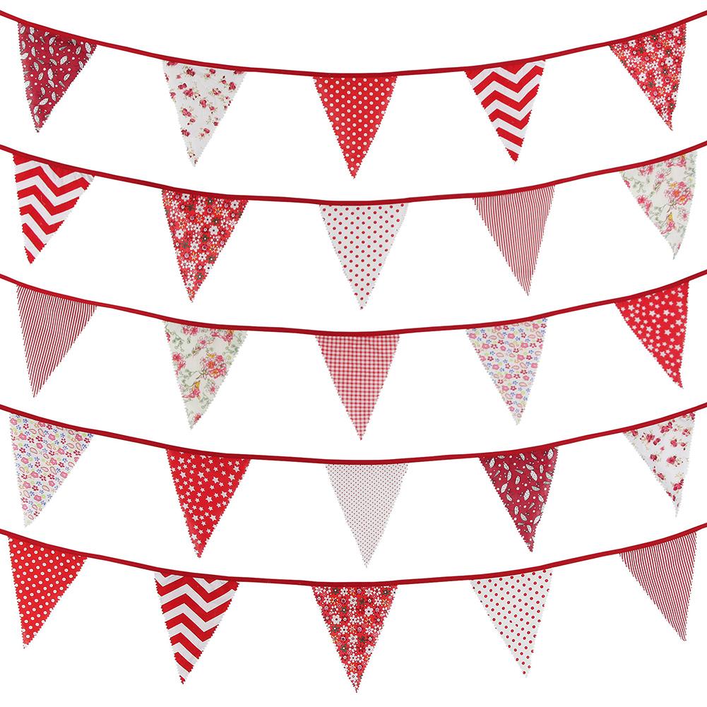 10 Meter Fabric Triangle Flag Garland with 36 Triangular Flags for Events Classroom Decoration and Festive Backgrounds