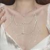 Rhinestone Body Chain, Sweet Cool Bikini Accessory, Trendy Women Holiday Clavicle Jewelry