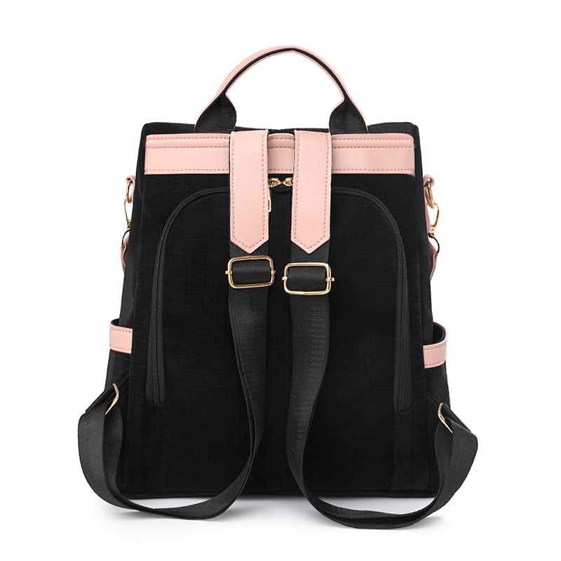 Women's Large Capacity Backpack Color Block Commuter Travel Anti-Theft Backpack Multi-Function Shoulder Bag