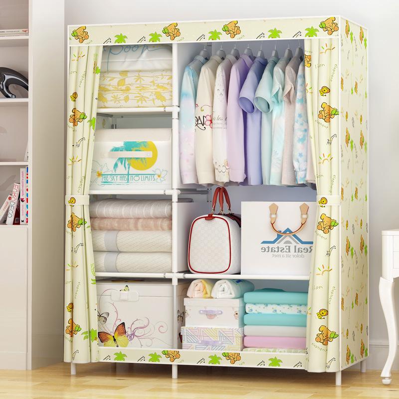 Simple Non-Woven Dustproof Folding Wardrobe with Steel Frame and Hanger
