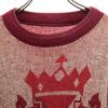 30s Vintage Emblem Pattern Long Sleeve Sweater Bordeaux Knit Men's Used