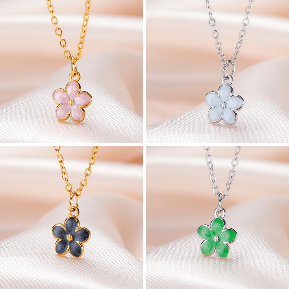 Bunte Plumeria Gänseblümchen Mini-Blumenhalsketten für Damen Edelstahl Schmuckkette Emaille Halskette Großhandel 2026 Trend