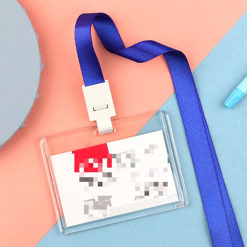 Fashion Acrylic Transparent Bus Cards Sleeve Employee Work Card Holder with Lanyard Work Card Cover Women Men Credit Card Holder