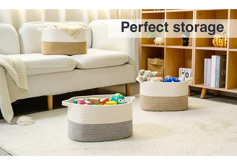 Cotton Rope Woven Storage Basket - Large Capacity for Laundry & Toys