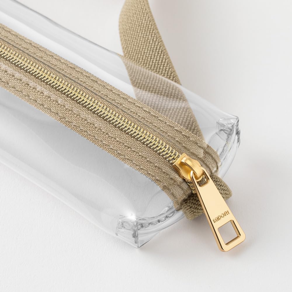 Midori Pen Case Book Band Pen Case for Transparent x 41852006 B6-A5 Size, Beige,