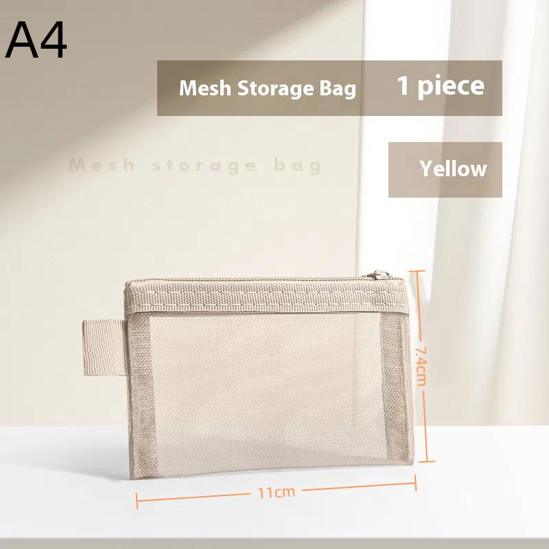 1Pc Portable Mini Zipper Mesh Storage Bag Coin Purse Small Square Mesh Coin Purse Travel Storage Carry Pouch With Zippered