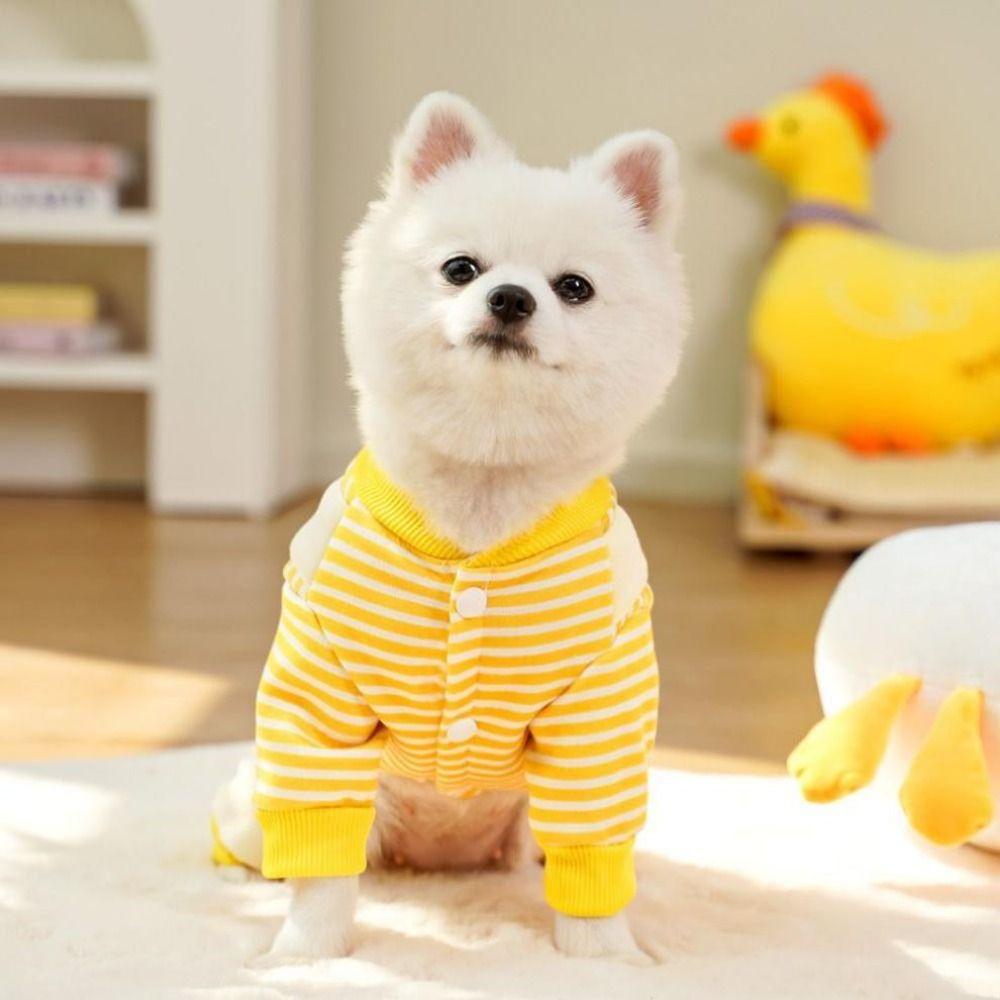 Striped Pet Clothes Soft Dog Four-legged Overalls New Year Cat Sweatshirt  Small Medium Dogs