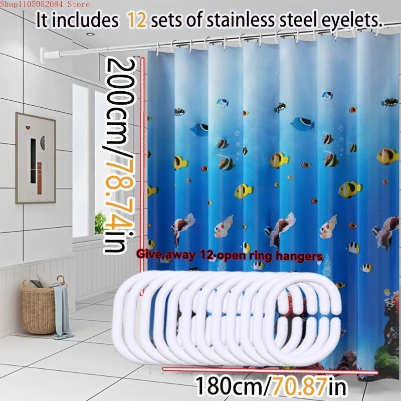 shower curtain a gradient - With Hooks Waterproof Mildew Proof Easy Install Washable