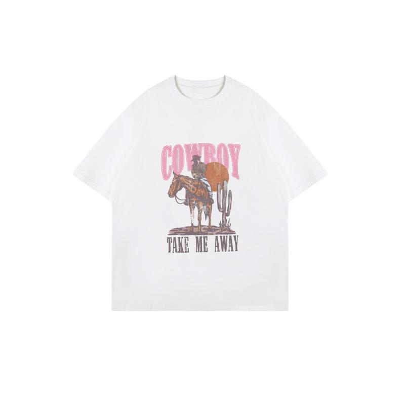 Oversized T Shirt Black Cowboy Take Me Away Graphic Print Western Theme Casual Wear For Women Summer Outfit Streetwear Fashion
