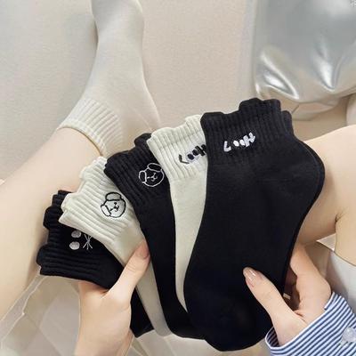 Women's White Cotton Short Socks - Sweat-Absorbent, Odor-Resistant, Casual Style