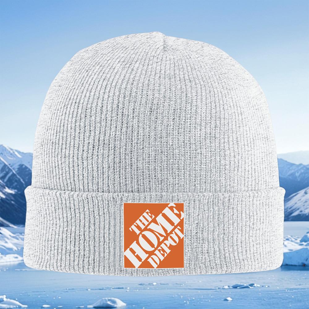 White Words Orange Background Square Logo Men Women Unisex Knitted Hat Beanie Pullover Cap Winter Thermal Warm Christmas Outdoor