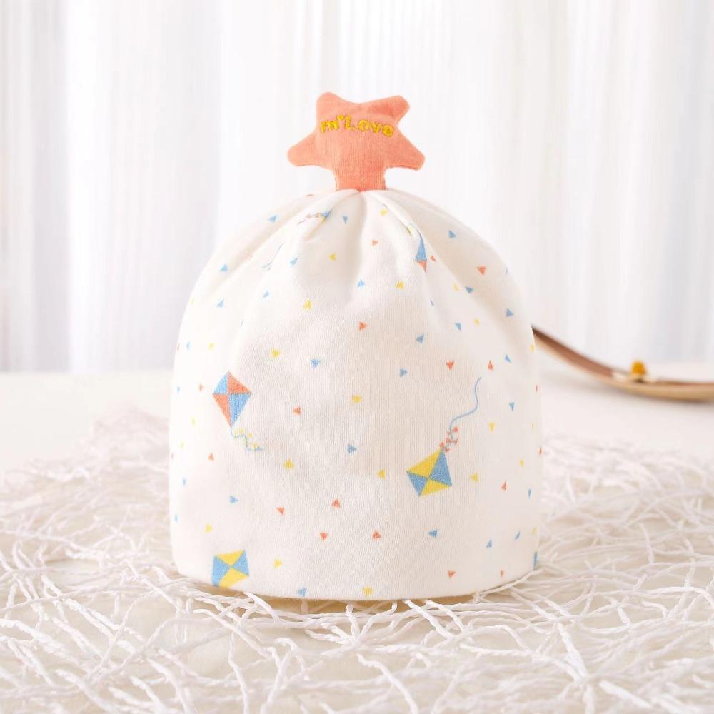 Cartoon Bear Baby Fetal Cap Print Infants Beanie Cap Windproof Newborn Hats  Hospital