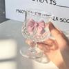 Nordic Style Court Goblet Niche Design Bow Decoration Glass Simple Household Whisky Glass Beverage Juice Dessert Cup Drinkware