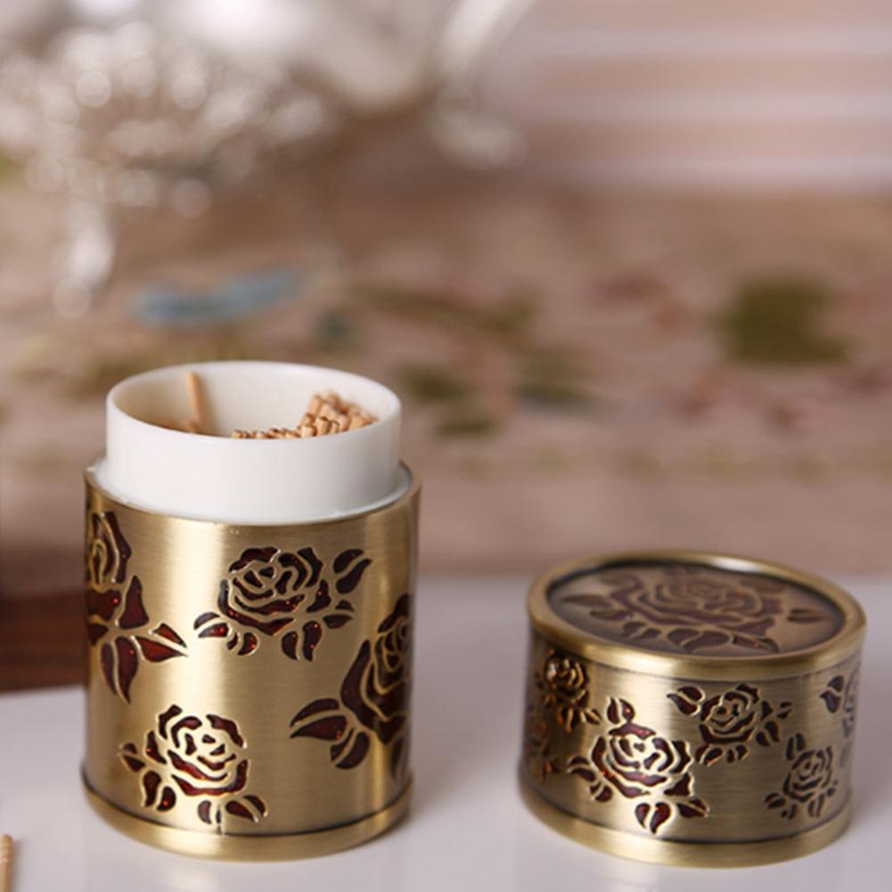 Krabička na párátka Držák na vatové tyčinky Dvojí použití Retro Lehký luxus Starožitná červená s růžovým vzorem