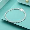 925 Sterling Zilver Unisex 3MM Touwketting Armbanden voor Mannen Vrouwen Gedraaide Schakels Kettingarmband Eenvoudige Klassieke Sieraden