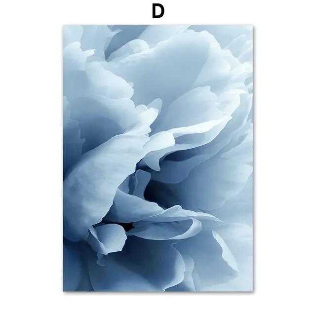Natural Blue and White Flower Beach Crown Wall Art Canvas Painting  Nordic Posters and Prints for Interior Home Decor