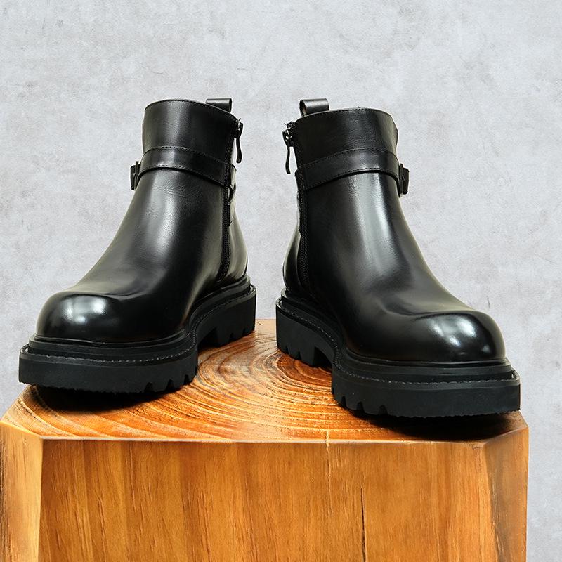 Men's Chelsea Boots 2025: Genuine Leather, Height-Enhancing, Thick Sole Martin Boots for Autumn/Winter