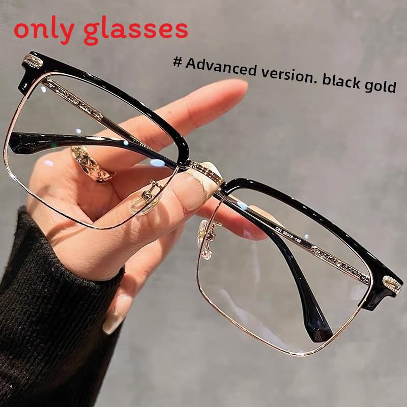 

Square Frame Glasses For Men With Pc Lenses And Blue Light Protection For Fashionable Adults Black Gold