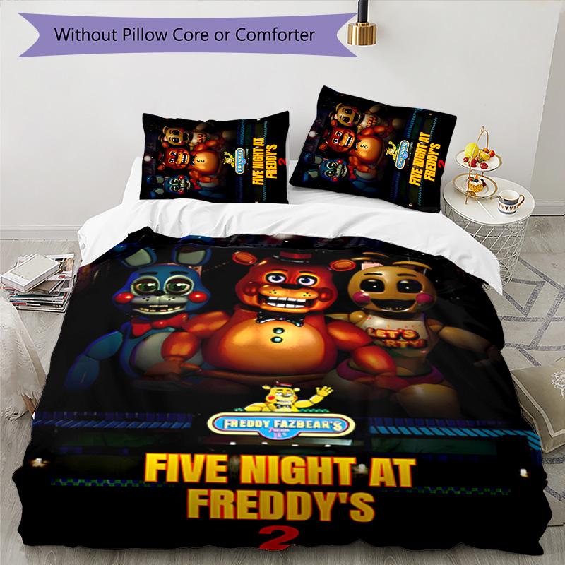 Freddy Bear 3pcs Bedding Set Duvet Cover Closure Includes 1 Duvet Cover & 2 Pillowcases for All Seasons Bedroom Home Dorm Decor