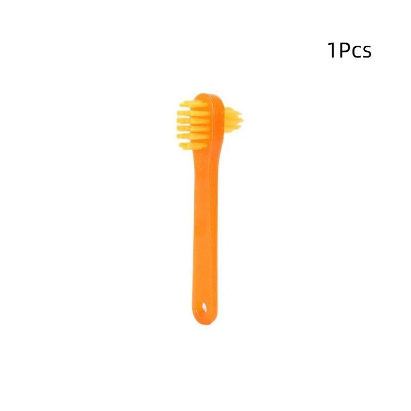 

False Teeth Cleaning Brush 1 Pcs Dual Head T Shape Denture Toothbrush Plastic Bristles for Daily Oral Hygiene