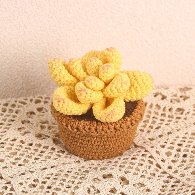 Handmade Emotional Support Crochet Plant Desktop Ornament Positive Crochet Succulents Doll Home Room Decoration Christmas Gift