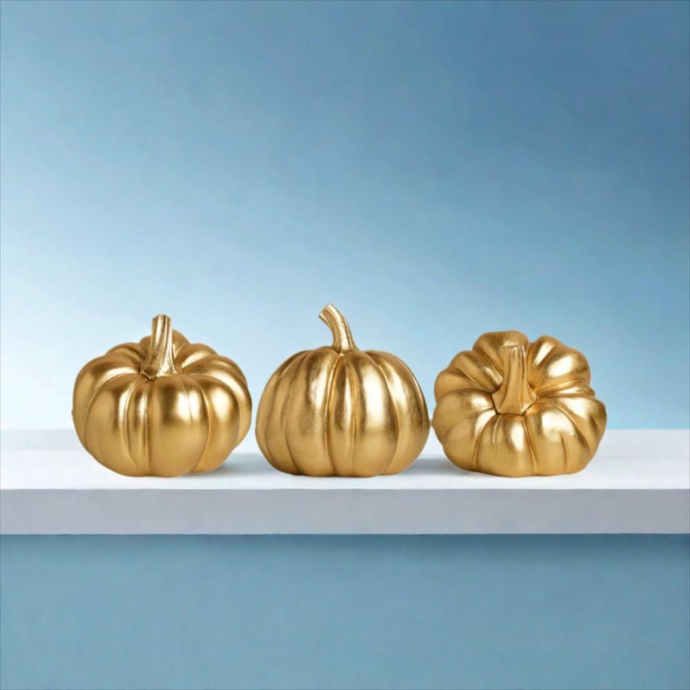Retro Pumpkin Statue Resin Miniature Figurine Sculpture Micro Landscape Pumpkin Ornament Autumn